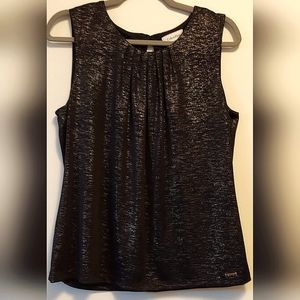 CALVIN KLEIN Sleeveless Black and Gold Blouse XL